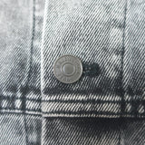 Balenciaga Paris Flag Embroidered Denim Jacket Gray Cotton Size 36 Unisex