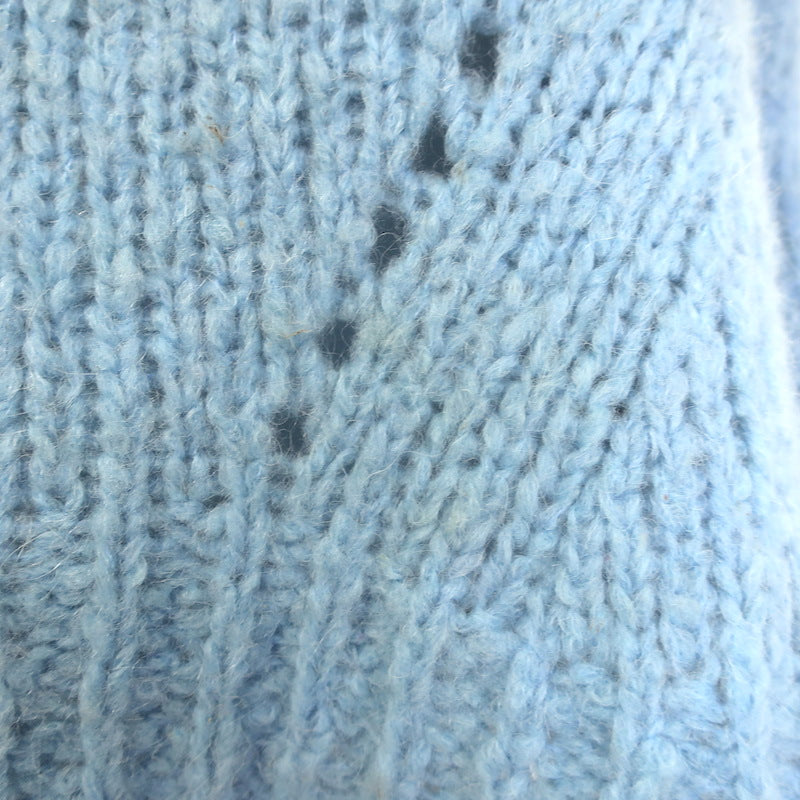 Isabel Marant Etoile Shields Pointelle Knit Sweater Blue Alpaca-Blend Size 36