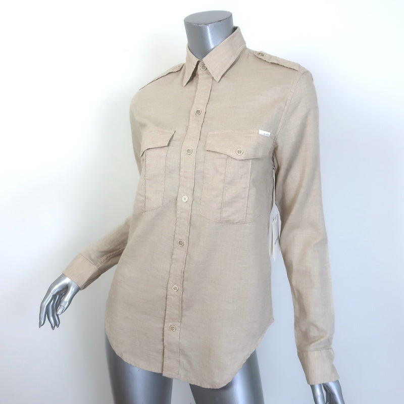 MOTHER The Cadet Button-Down Shirt Sahara Sand Cotton Size Extra Small NEW