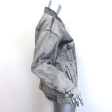 Balenciaga Paris Flag Embroidered Denim Jacket Gray Cotton Size 36 Unisex