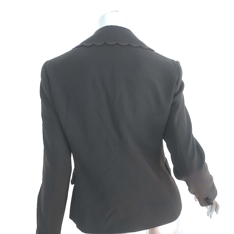 Moschino Cheap and Chic Scalloped Blazer Dark Brown Wool Size 44 Two-Button Jacket