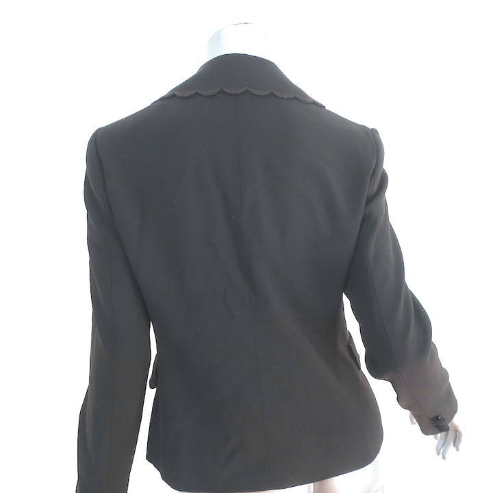 Moschino Cheap and Chic Scalloped Blazer Dark Brown Wool Size 44 Two-Button Jacket