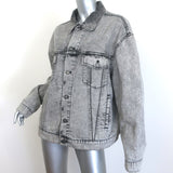 Balenciaga Paris Flag Embroidered Denim Jacket Gray Cotton Size 36 Unisex