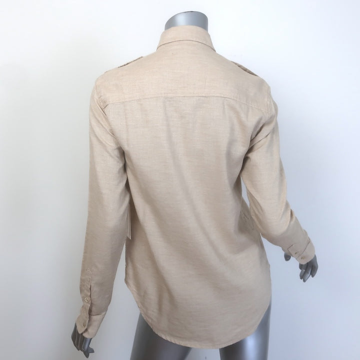 MOTHER The Cadet Button-Down Shirt Sahara Sand Cotton Size Extra Small NEW