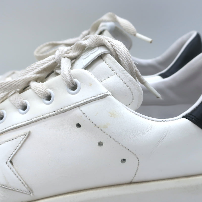 Golden Goose Purestar Low Top Sneakers White &amp; Black Leather Size 43