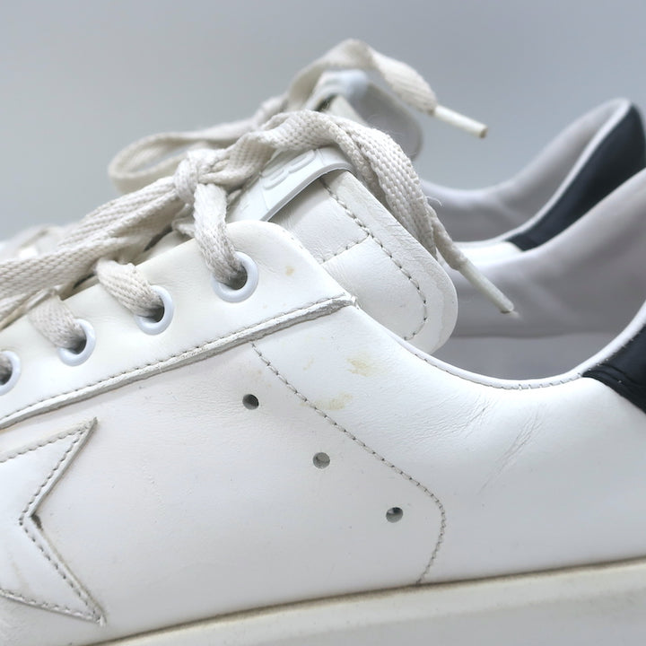 Golden Goose Purestar Low Top Sneakers White &amp; Black Leather Size 43
