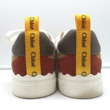 See by Chloe Lauren Low Top Sneakers White Leather & Brown Suede Size 39