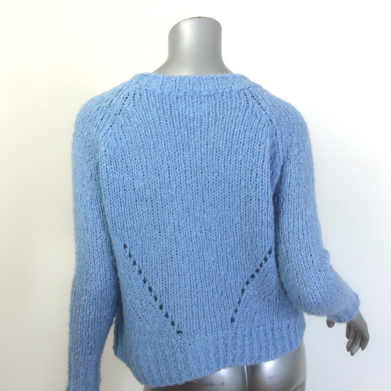 Isabel Marant Etoile Shields Pointelle Knit Sweater Blue Alpaca-Blend Size 36