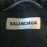 Balenciaga Paris Flag Embroidered Denim Jacket Gray Cotton Size 36 Unisex