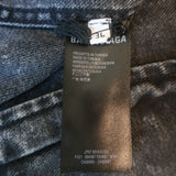 Balenciaga Paris Flag Embroidered Denim Jacket Gray Cotton Size 36 Unisex