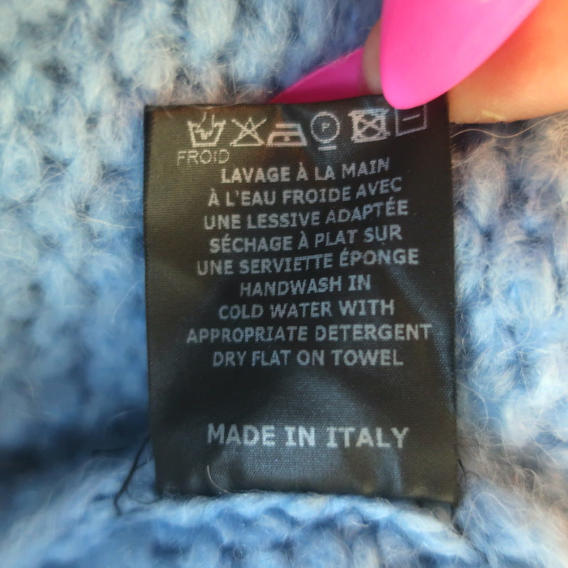 Isabel Marant Etoile Shields Pointelle Knit Sweater Blue Alpaca-Blend Size 36