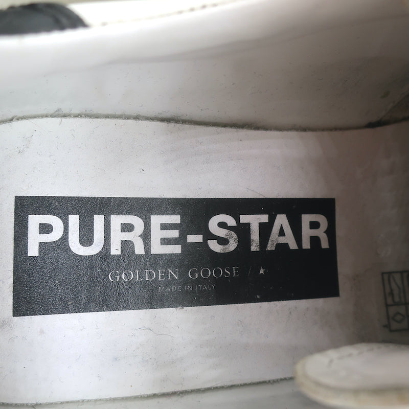 Golden Goose Purestar Low Top Sneakers White &amp; Black Leather Size 43