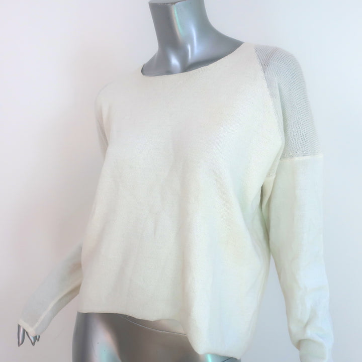 Helmut Lang Plush Mixed Knit Sweater Ivory Wool Size Petite
