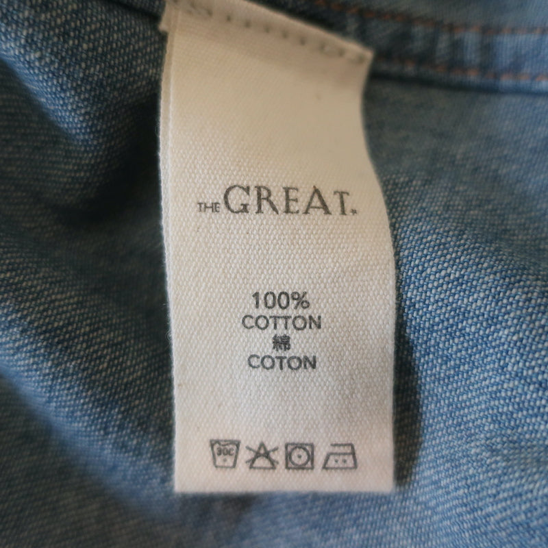 THE GREAT Harbor Denim Shirt Blue Size 2 Long Sleeve Top
