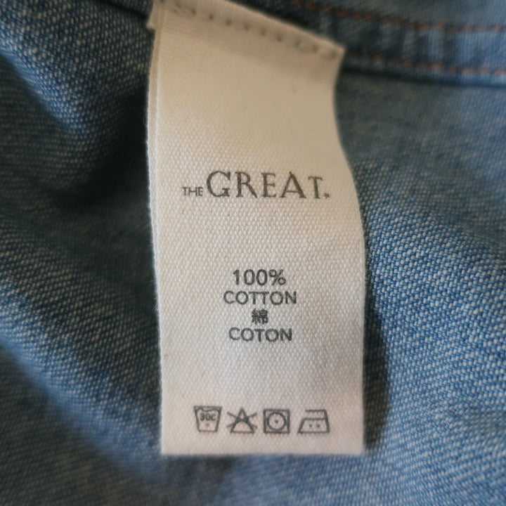 THE GREAT Harbor Denim Shirt Blue Size 2 Long Sleeve Top
