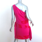 Christian Lacroix One Shoulder Side-Tie Dress Fuchsia Silk Size 40