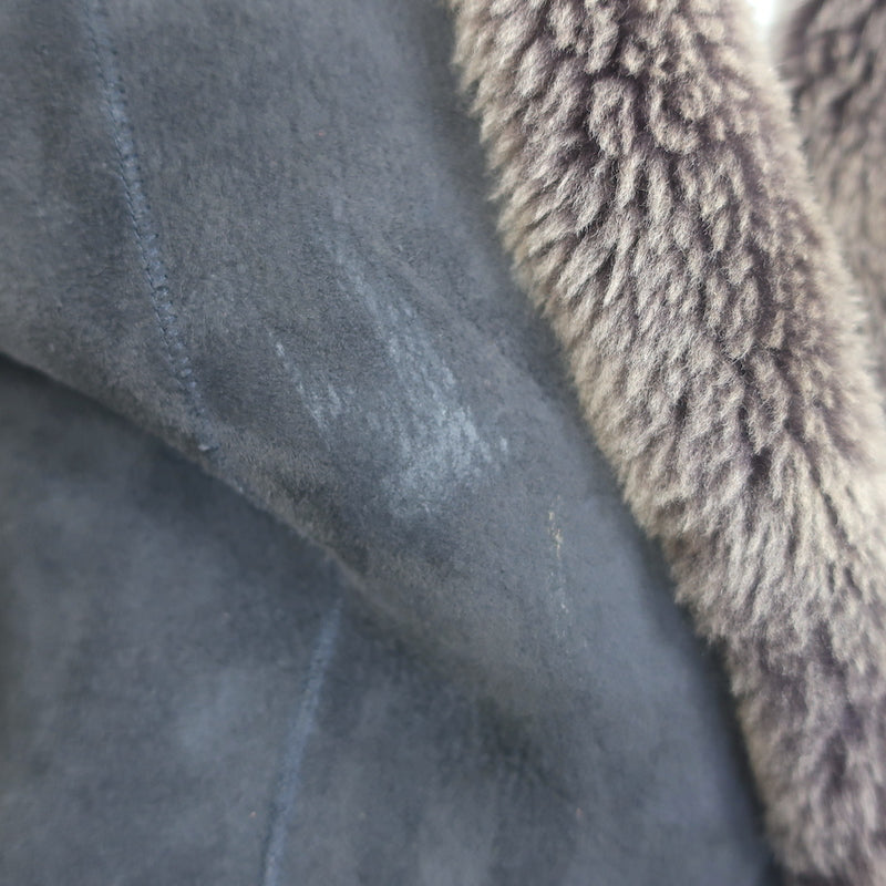 Charles Chang-Lima shearling jacket in dark gray and brown — genuine shearling, luxury pre-owned, women&