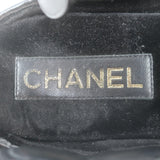 Chanel CC Quilted-Platform Dad Sandals Black Shiny Calfskin Leather Size 38