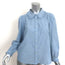 THE GREAT Hemingway Ruffle Collar Top Light Chambray Size 1 Long Sleeve Blouse