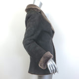 Charles Chang-Lima shearling jacket in dark gray and brown, genuine shearling, pre-owned luxury piece, size S