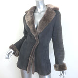 Charles Chang-Lima shearling jacket, dark gray and brown suede-shearling, pre-owned luxury piece, size Small