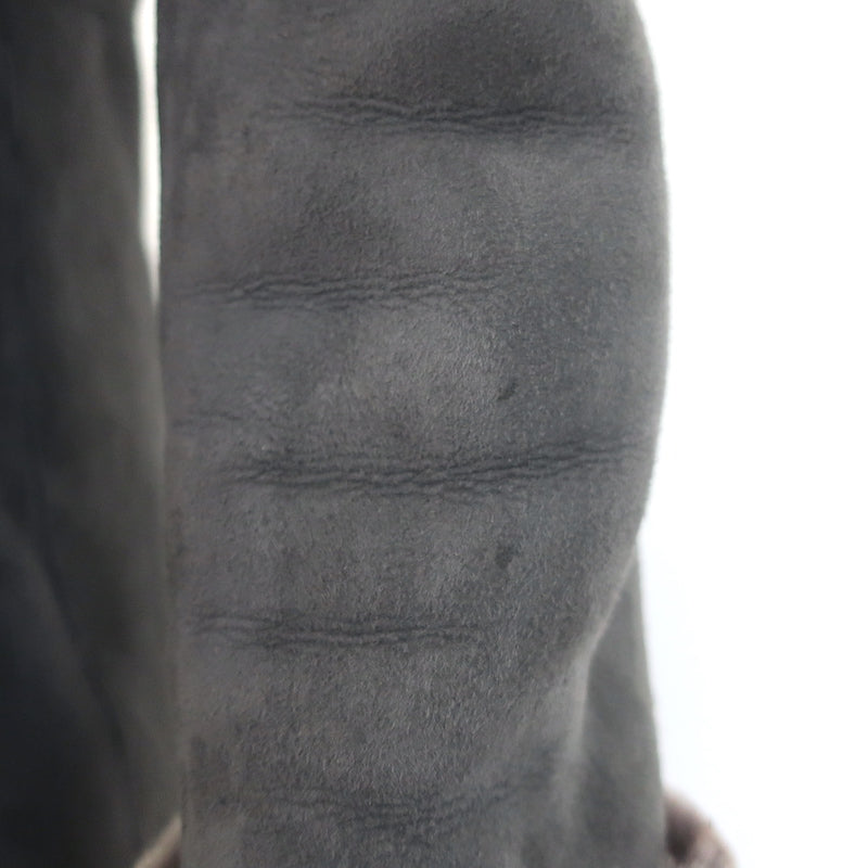 Charles Chang-Lima authentic shearling jacket in dark gray and brown, pre-owned luxury outerwear