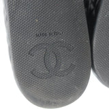 Chanel CC Quilted-Platform Dad Sandals Black Shiny Calfskin Leather Size 38