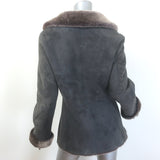 Authentic Charles Chang-Lima shearling jacket in dark gray and brown, pre-owned luxury piece.