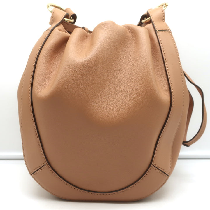 Ulla Johnson Hilma Drawstring Bucket Bag Beige Leather Medium Crossbody NEW