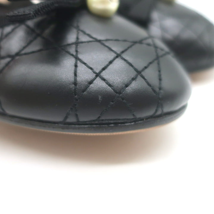 Christian Dior Ballet Slingback Pumps Black Quilted Cannage Leather Size 37