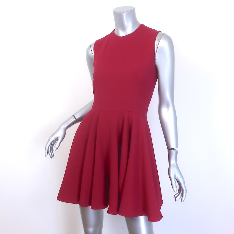 Alexander McQueen Sleeveless Fit &amp; Flare Mini Dress Raspberry Crepe Size 40