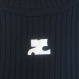 Courreges Re-Edition Ribbed Knit Turtleneck Top Navy Size 3