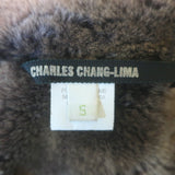 Charles Chang-Lima shearling jacket in dark gray and brown, genuine shearling, pre-owned luxury piece