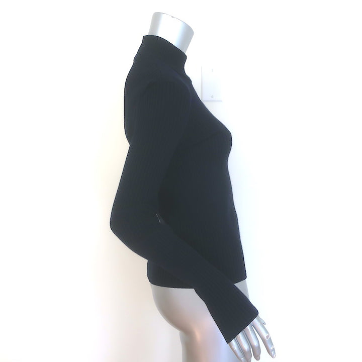 Courreges Re-Edition Ribbed Knit Turtleneck Top Navy Size 3