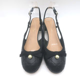 Christian Dior Ballet Slingback Pumps Black Quilted Cannage Leather Size 37
