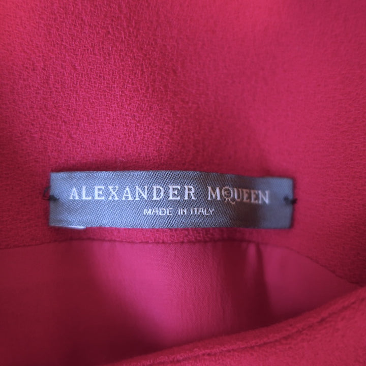 Alexander McQueen Sleeveless Fit &amp; Flare Mini Dress Raspberry Crepe Size 40