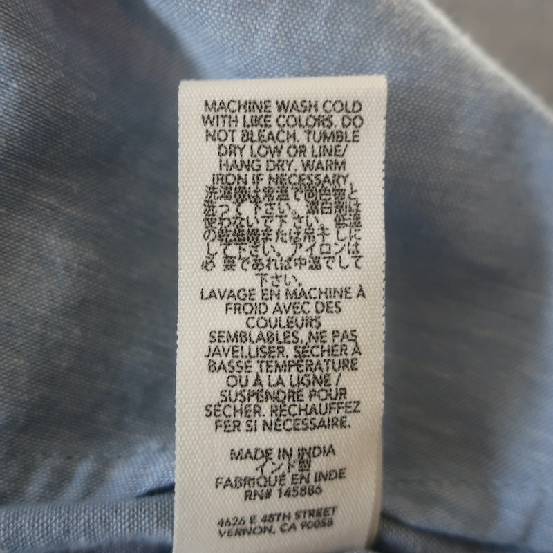 THE GREAT Hemingway Ruffle Collar Top Light Chambray Size 1 Long Sleeve Blouse
