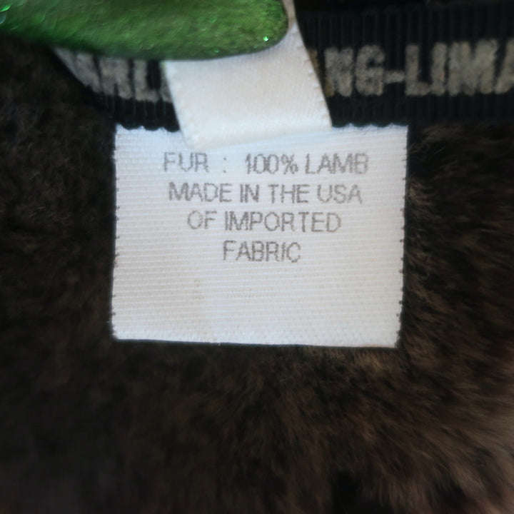 Authentic Charles Chang-Lima shearling jacket in dark gray and brown, luxe shearling, pre-owned in good condition