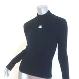 Courreges Re-Edition Ribbed Knit Turtleneck Top Navy Size 3