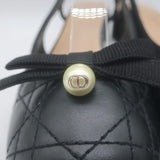 Christian Dior Ballet Slingback Pumps Black Quilted Cannage Leather Size 37