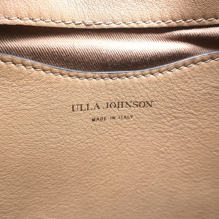 Ulla Johnson Hilma Drawstring Bucket Bag Beige Leather Medium Crossbody NEW