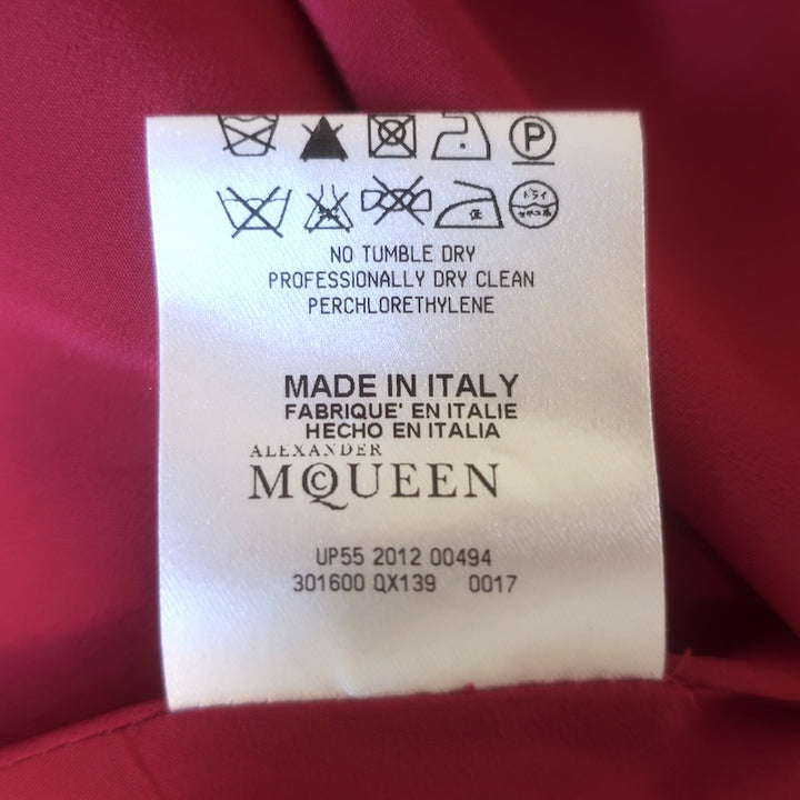 Alexander McQueen Sleeveless Fit &amp; Flare Mini Dress Raspberry Crepe Size 40