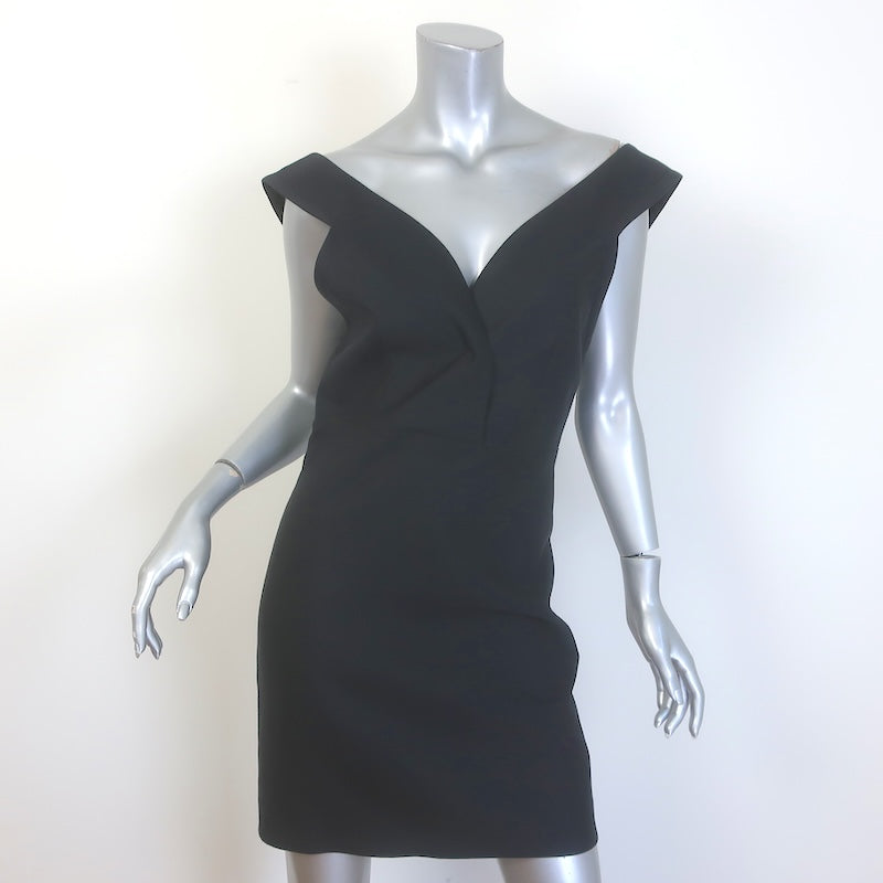 Miu Miu Crisscross-Back Off the Shoulder Mini Dress Black Twill Size 38