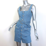 L'Agence denim button-front mini dress, blue stretch cotton, size 2, pre-owned—like new with tags