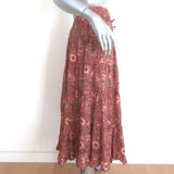 Ulla Johnson Verity Tiered Midi Skirt Rosebud Floral Print Cotton-Blend Size 6
