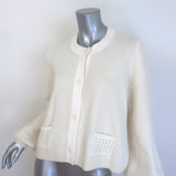 Dorothee Schumacher Seductive Lace Blouson-Sleeve Cardigan Cream Size 4