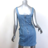 L'Agence denim button-front mini dress in blue stretch cotton, authentic pre-owned (new with tags), size 2