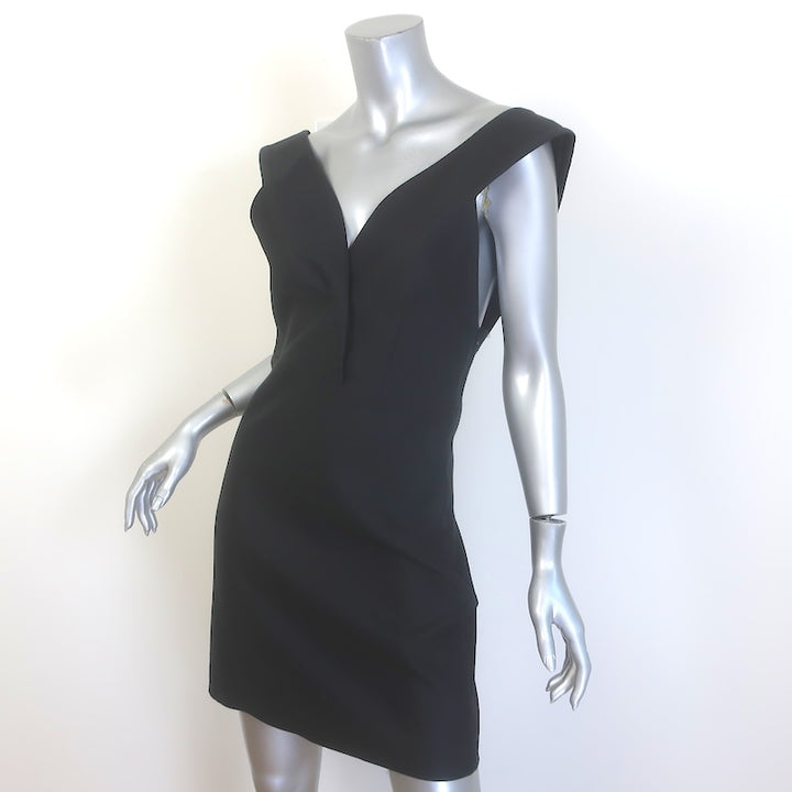 Miu Miu Crisscross-Back Off the Shoulder Mini Dress Black Twill Size 38