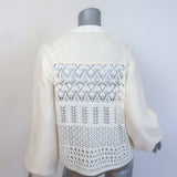 Dorothee Schumacher Seductive Lace Blouson-Sleeve Cardigan Cream Size 4