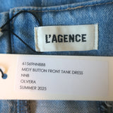 L'Agence Midy denim button-front mini dress in blue stretch cotton, size 2 — pre-owned (new with tags)
